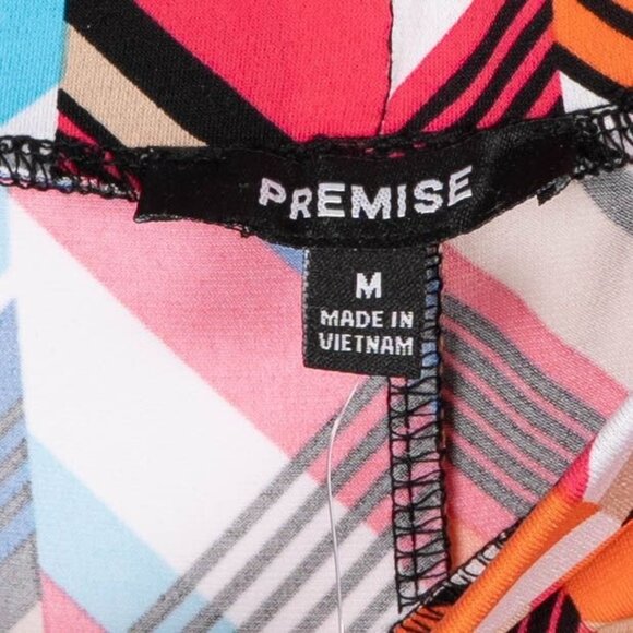 Premise Flare Skirt M Womens NEW Chevron Pink Orange Blue Elastic Waist Midi - Picture 5 of 6